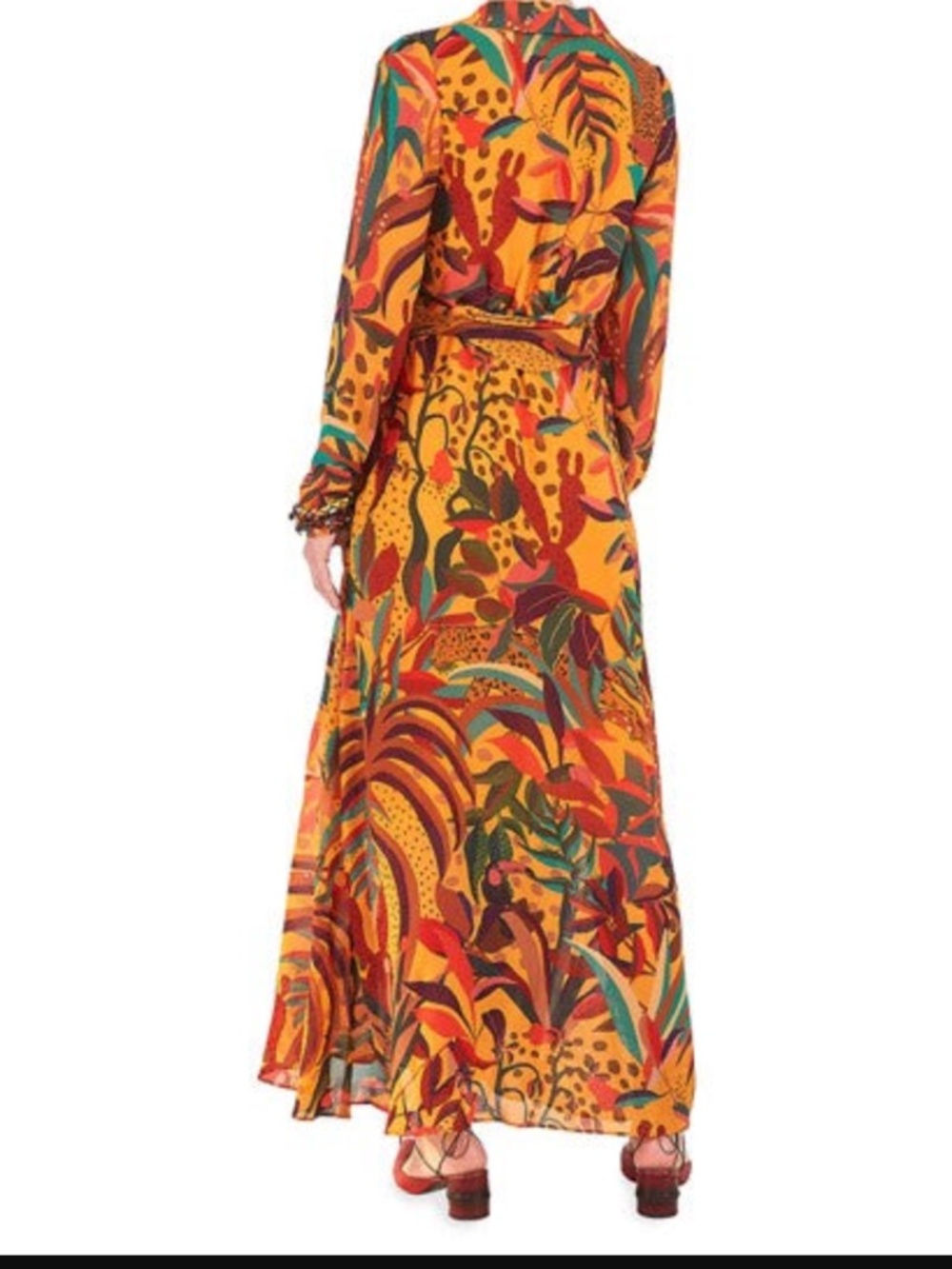 Farm Rio Golden Jungle V-Neck Maxi Dress (ankle length) , size M - Picture 3 of 4